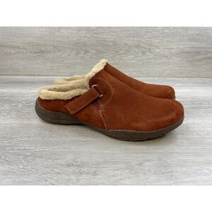 Clarks Roseville Women's Mule Clog Shoes Orthotic Shearling Lined US 9.5M Brown